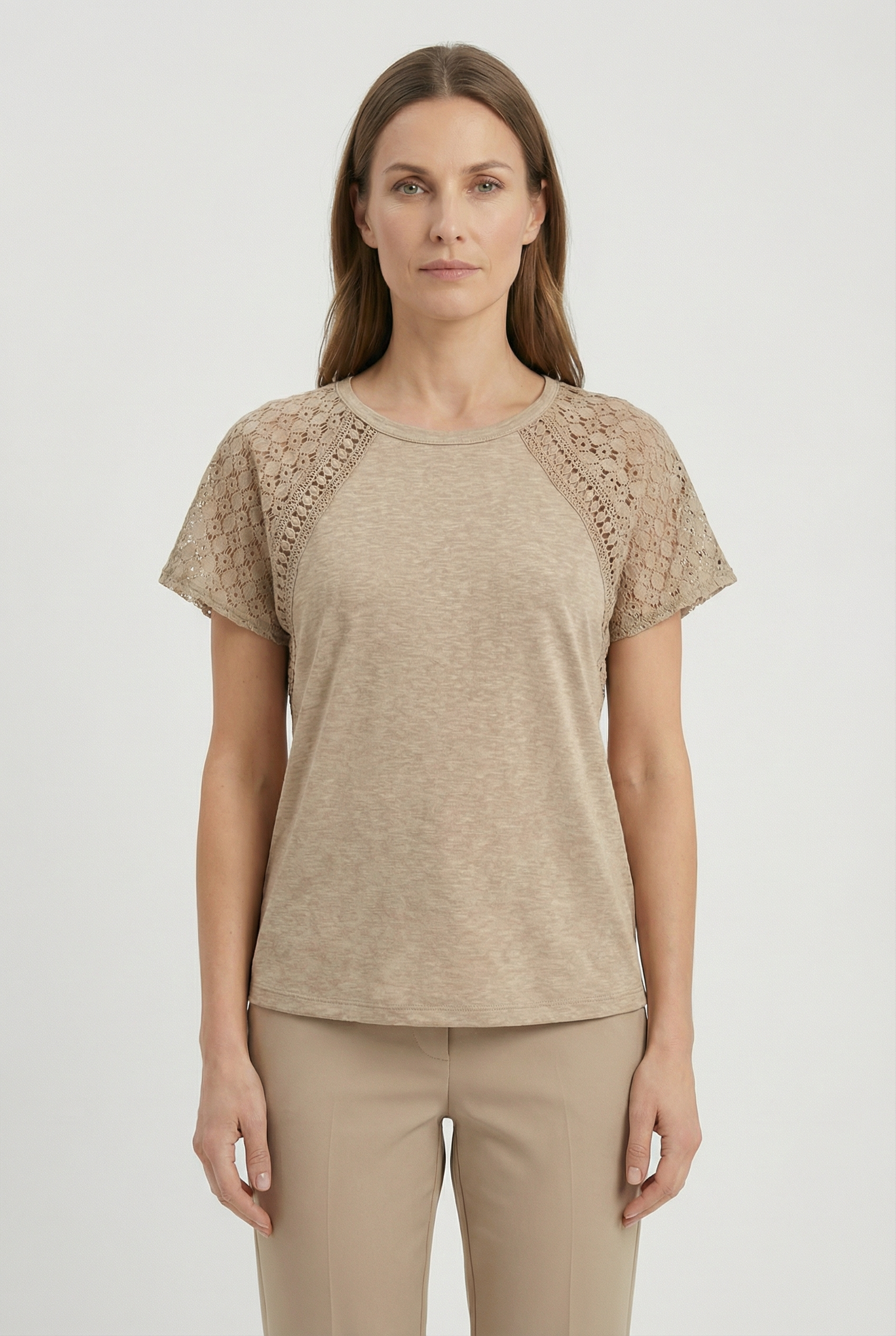 Women's T-Shirt with Lace Detail for Casual Everyday Wear