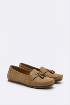 Women's Soft Fabric Loafers with Bow Detail