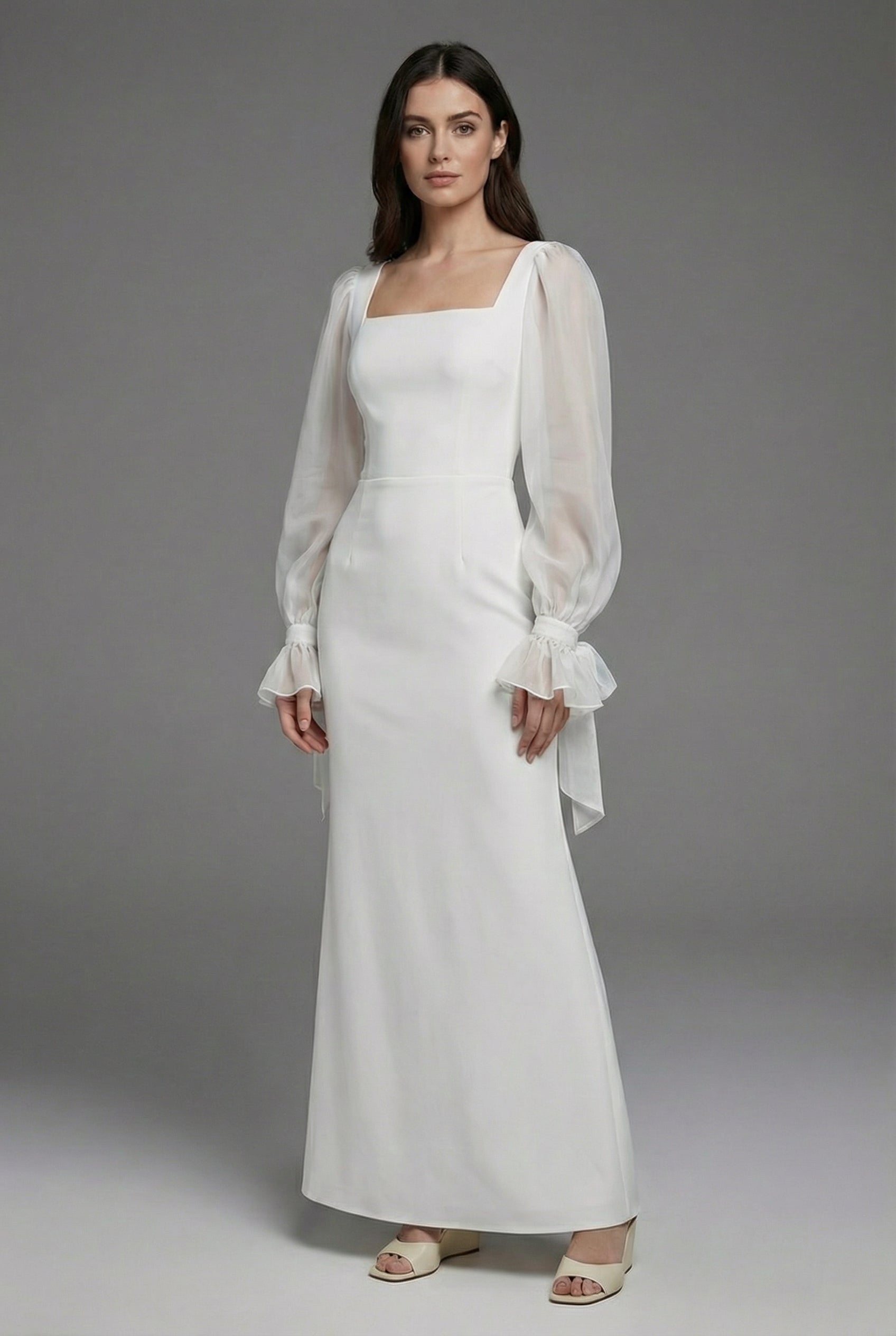 Women’s White Wedding Guest Evening Maxi Dress