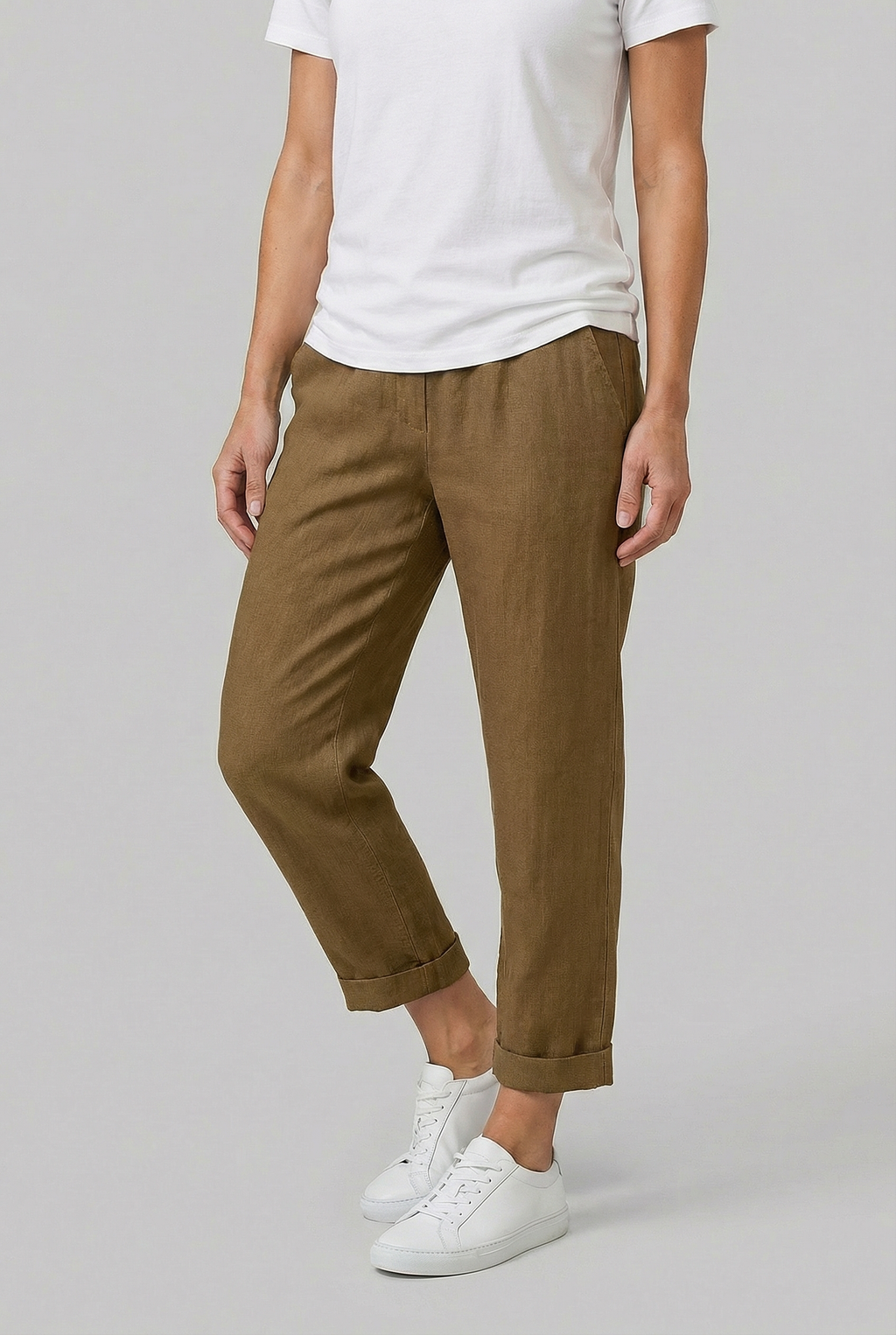 Women's Lightweight Fabric Straight-Leg Fit Linen Pants