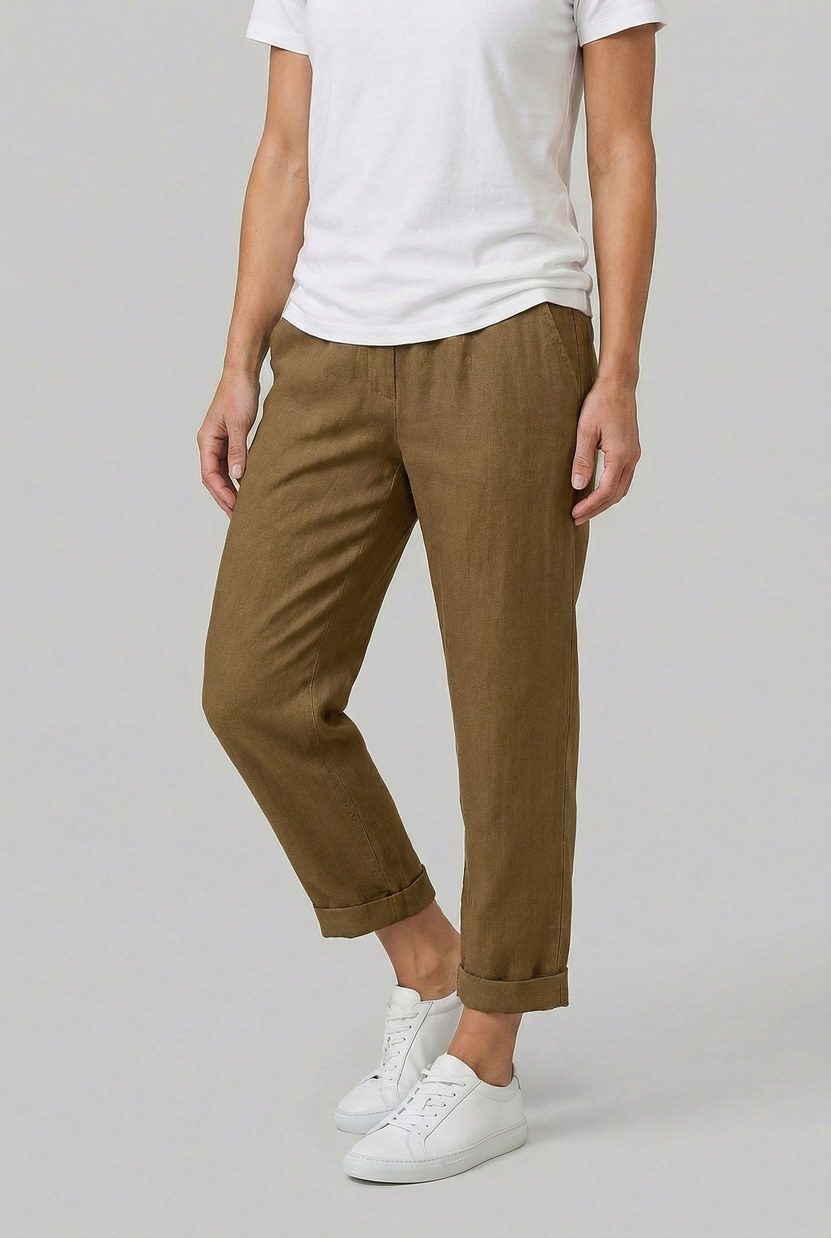 Women's Lightweight Fabric Straight-Leg Fit Linen Pants
