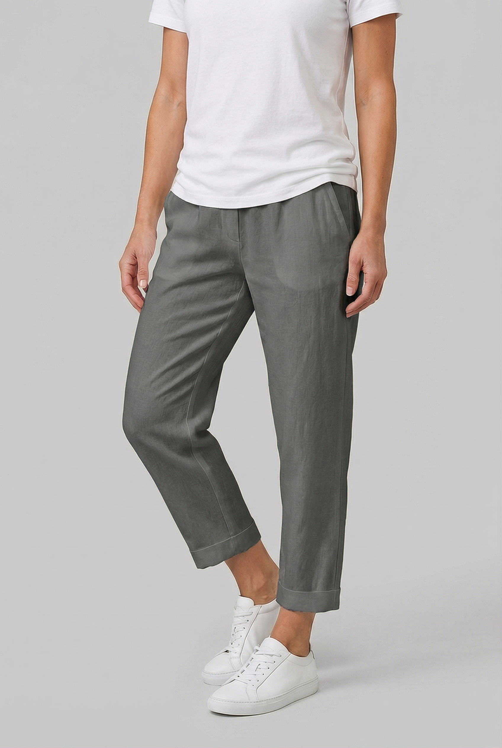 Women's Lightweight Fabric Straight-Leg Fit Linen Pants