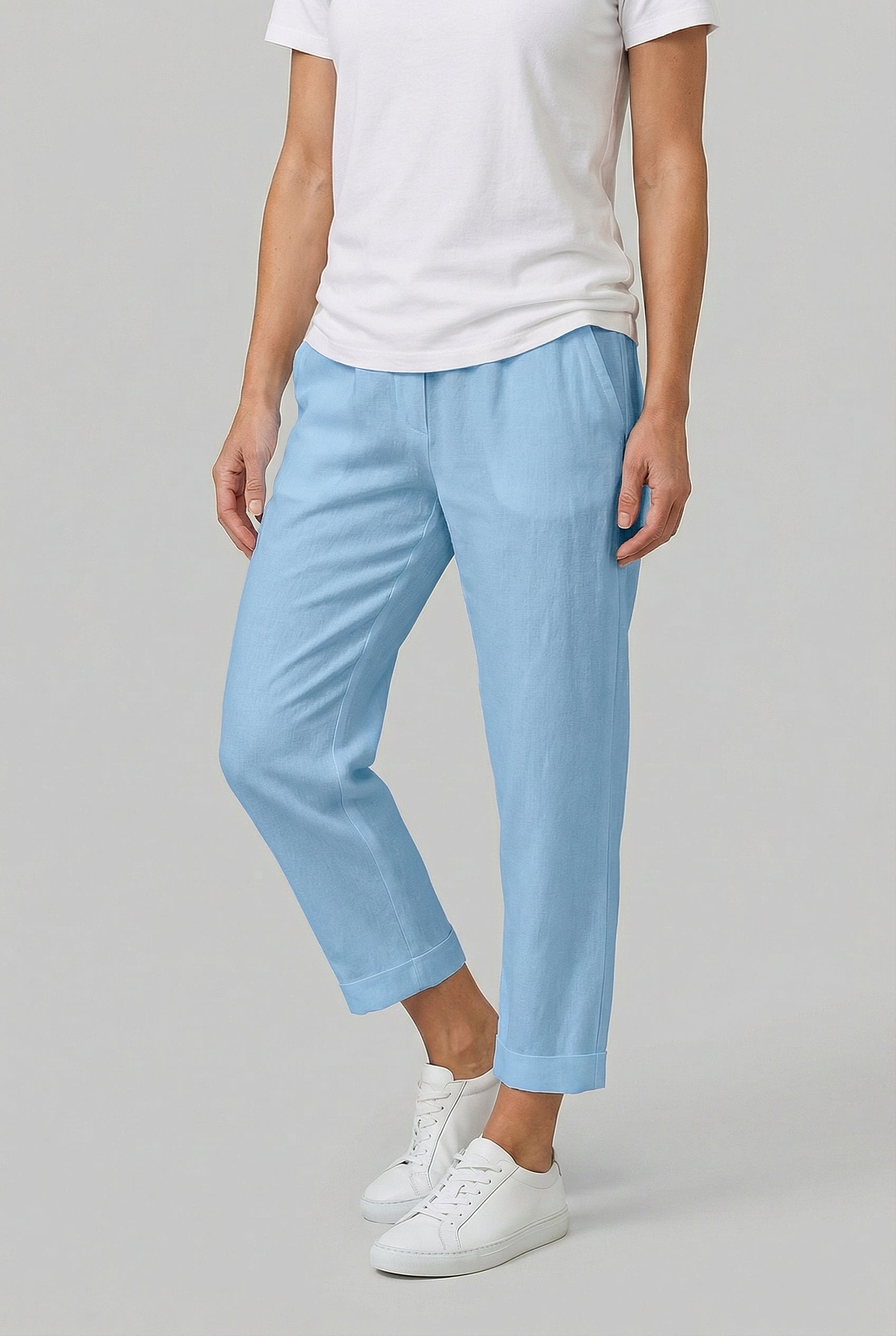 Women's Lightweight Fabric Straight-Leg Fit Linen Pants