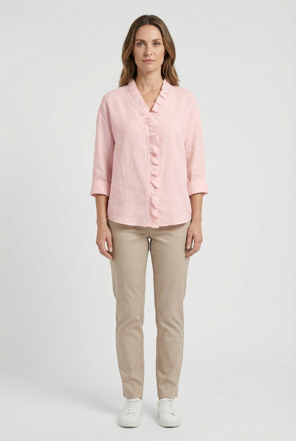 Women's Ruffle Blouse Long Sleeve Relaxed Fit