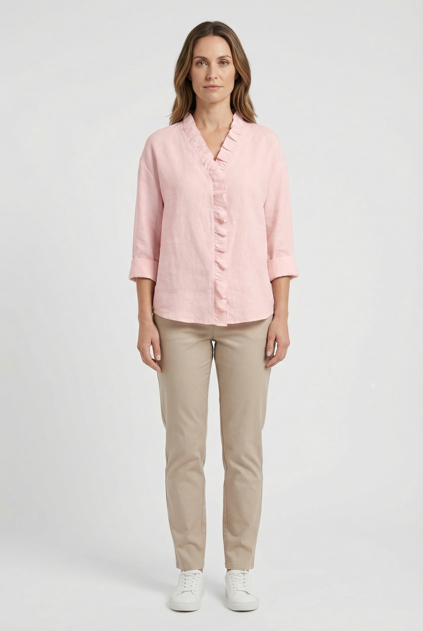 Women's Ruffle Blouse Long Sleeve Relaxed Fit