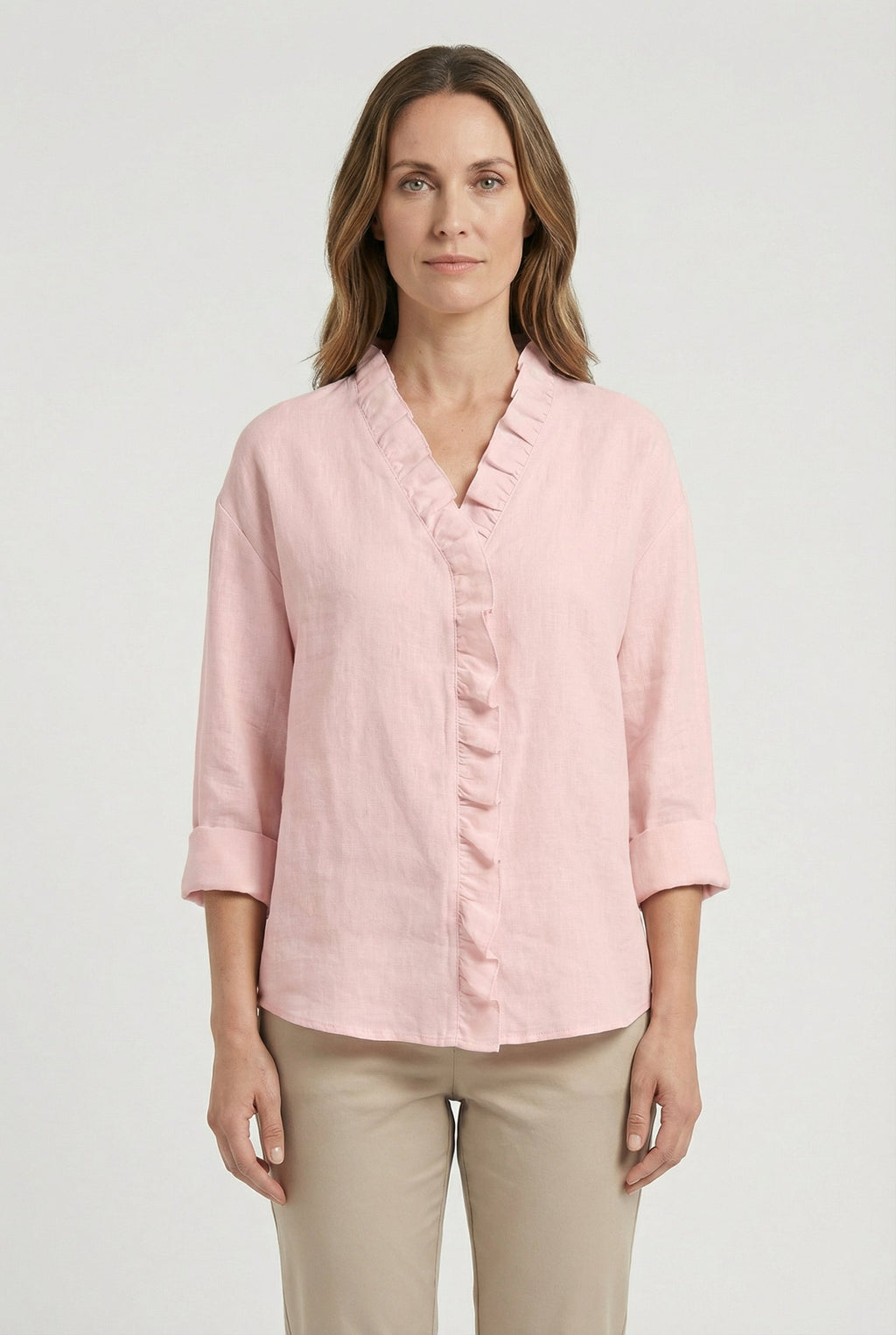 Women's Ruffle Blouse Long Sleeve Relaxed Fit