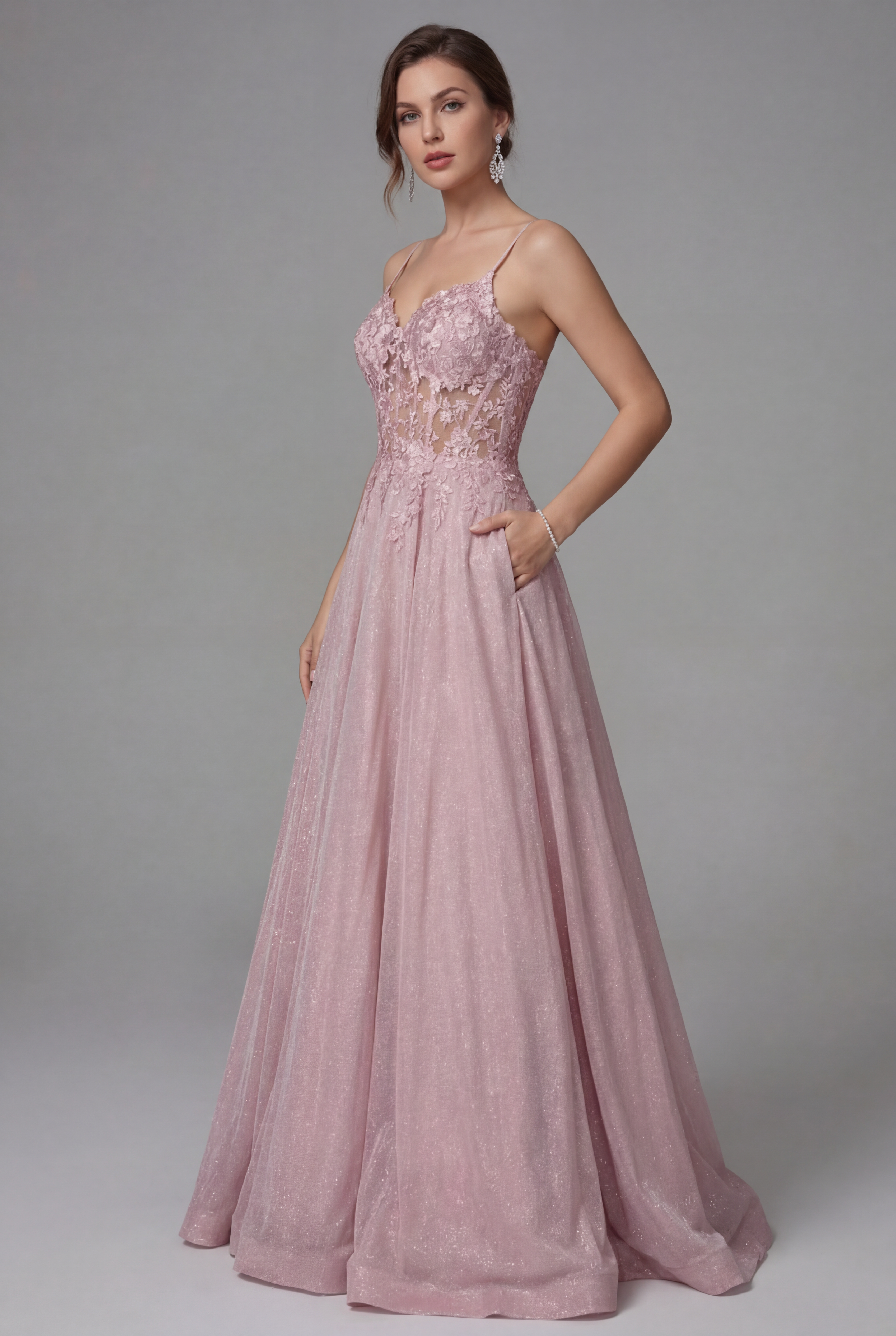 Women’s Dusty Pink Embellished Wedding Guest Maxi Dress