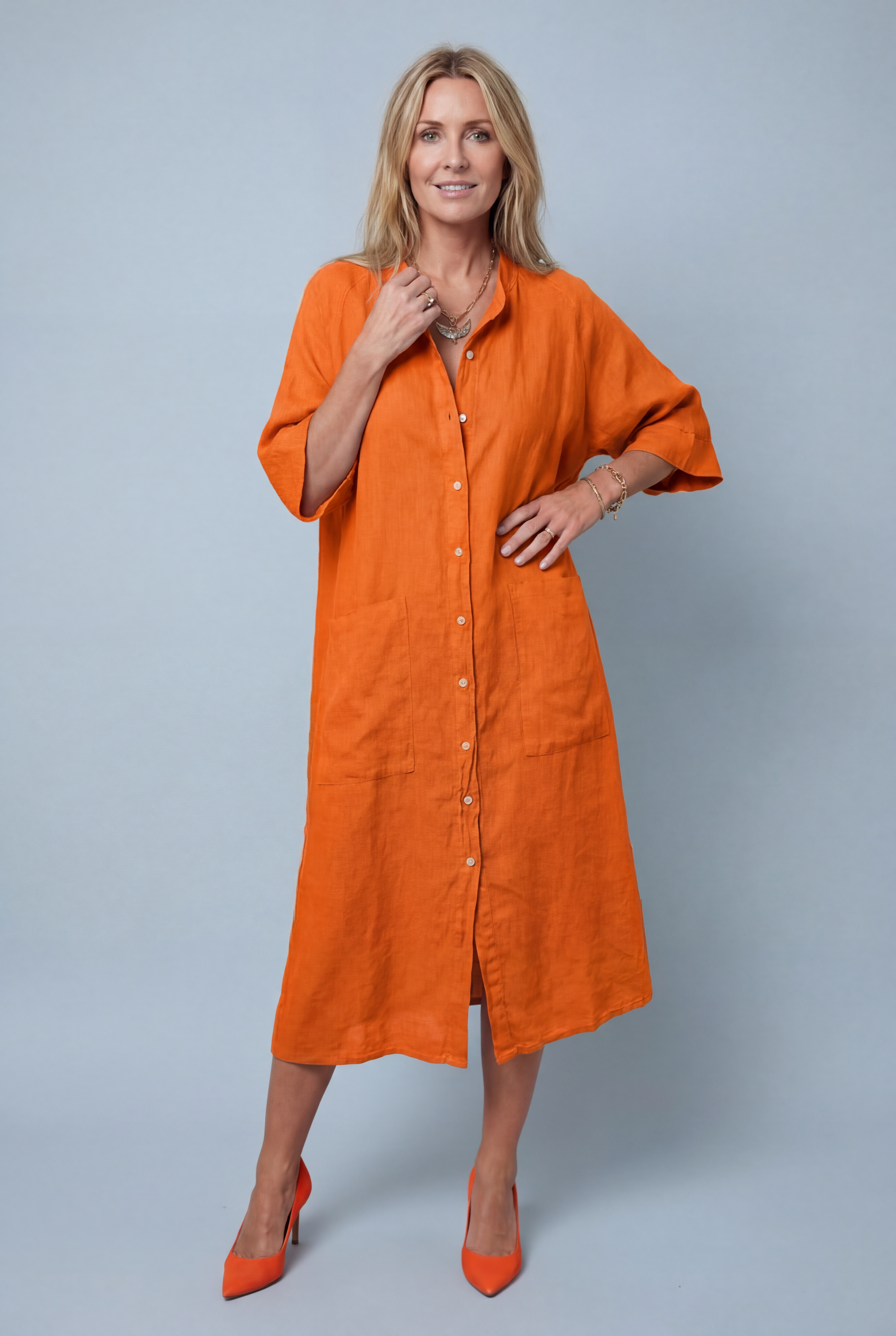 Women’s Oversized Boho Midi Shirt Dress