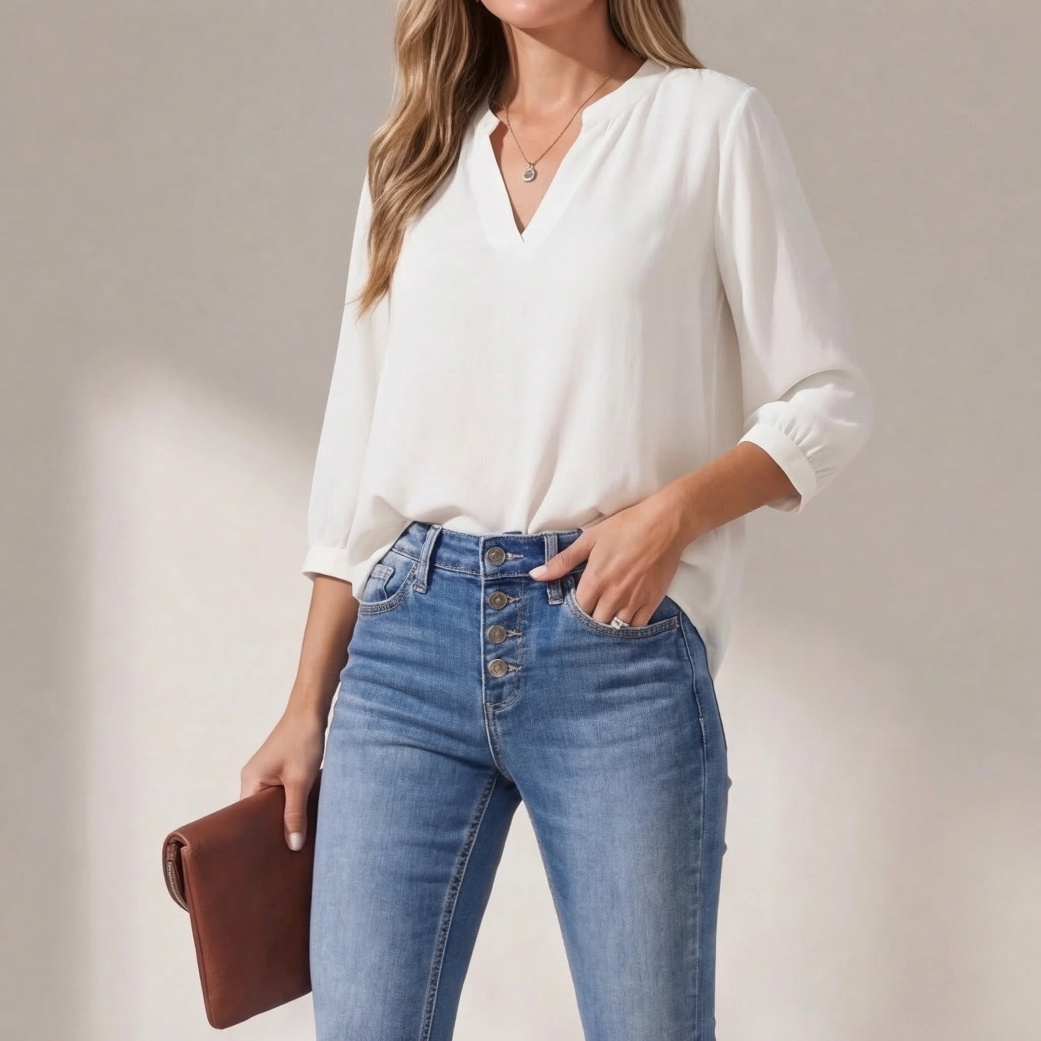 high-waist denim flare Pants