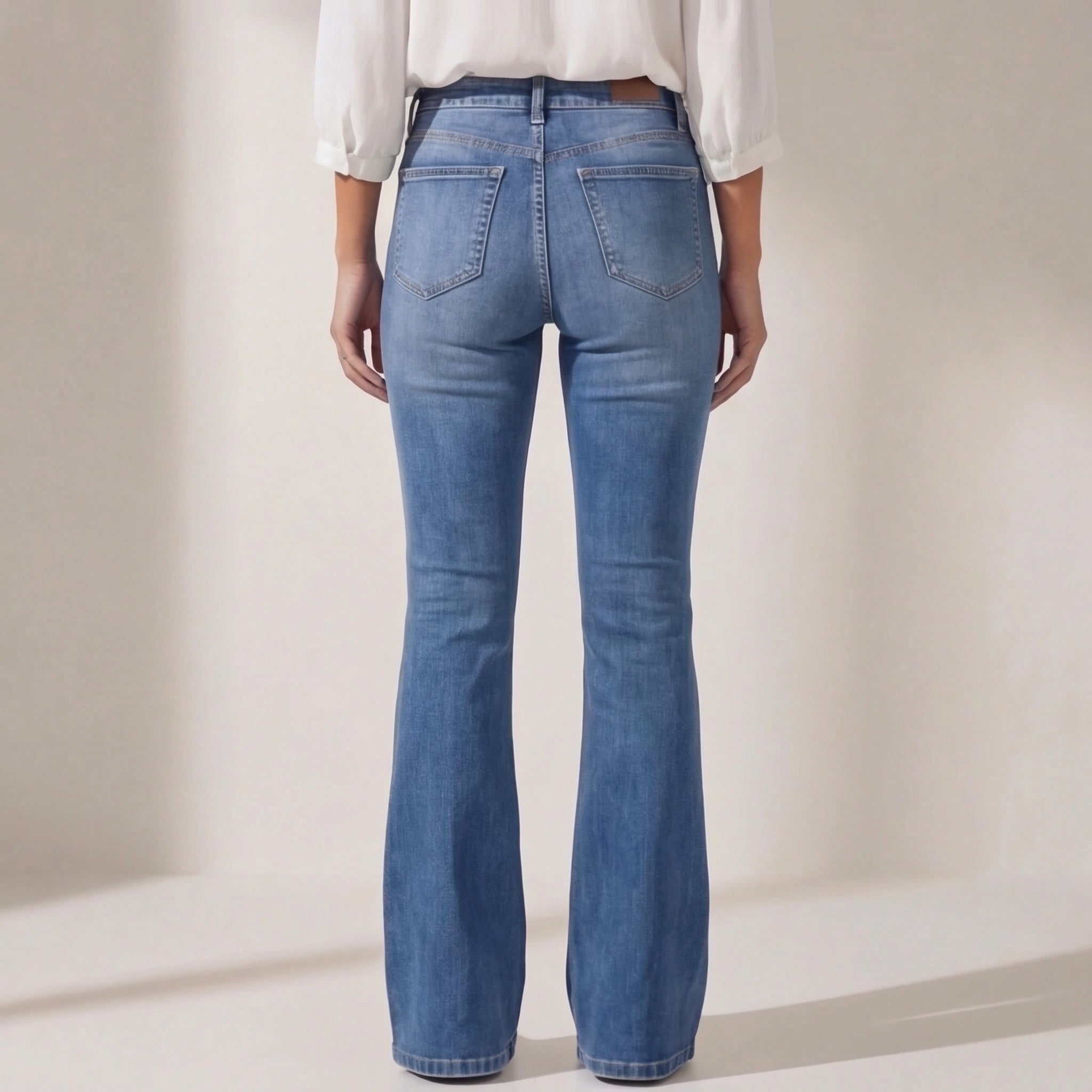 Blue high-waist denim flare Pants