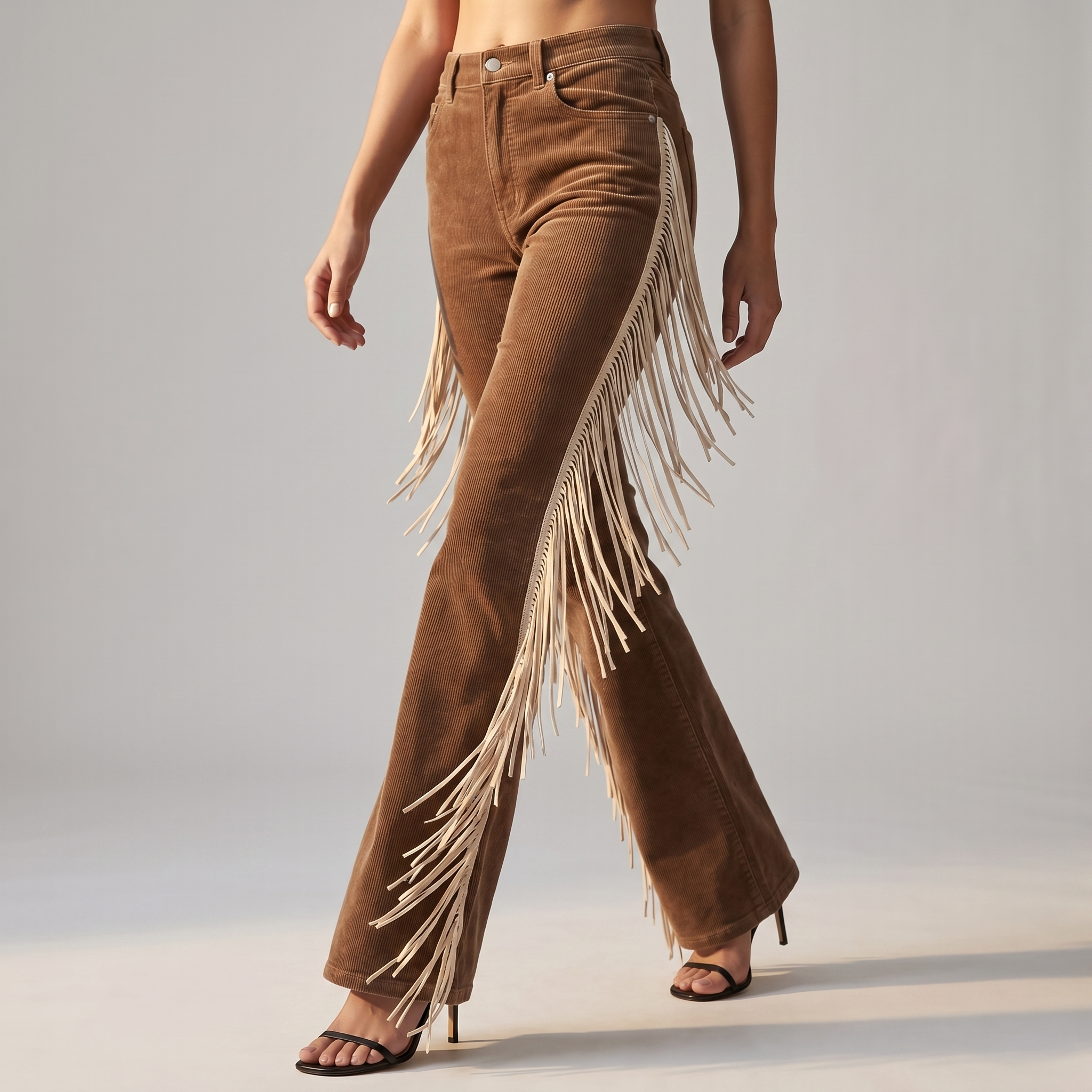 Fringe Bootcut Cowboy Jeans, front view