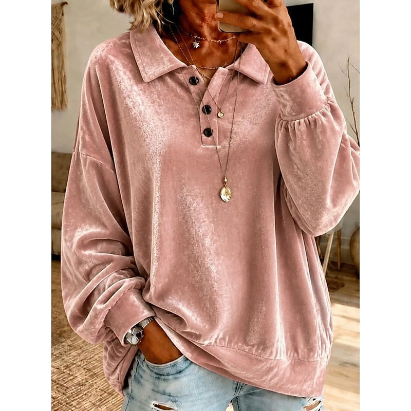 Pink Relaxed Collared Sweater, front view