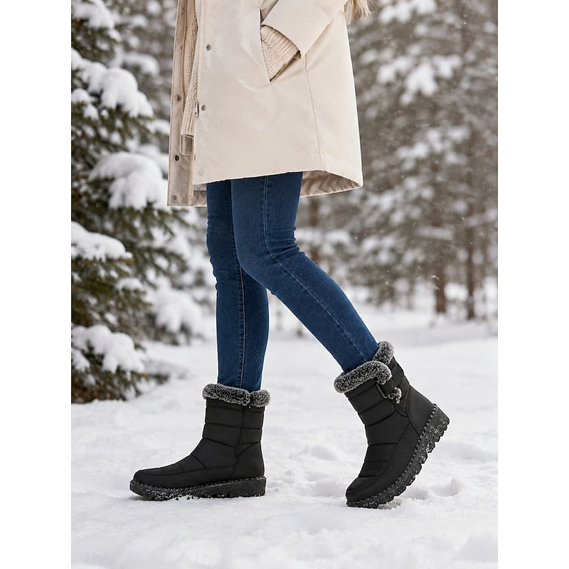 Blue fur-trimmed winter snow Boots