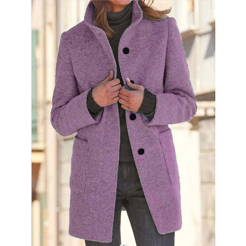 Blue Stand-Collar Coat