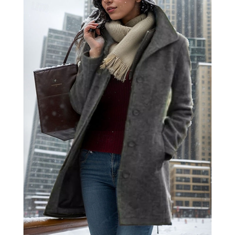 Purple Turndown Collar Coat