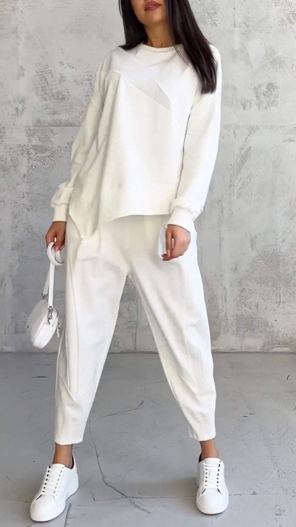 White Classic Co-ord Set, front view