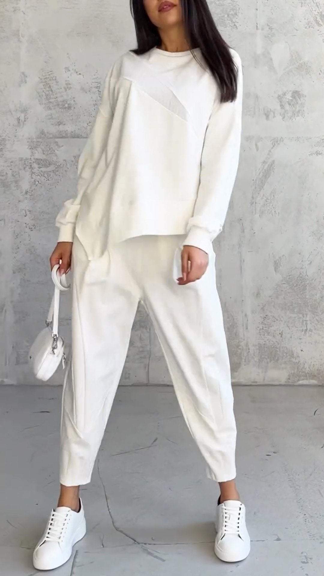 White Classic Co-ord Set, front view