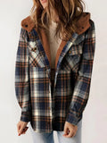 Blue Plaid Hooded Jacket, front view