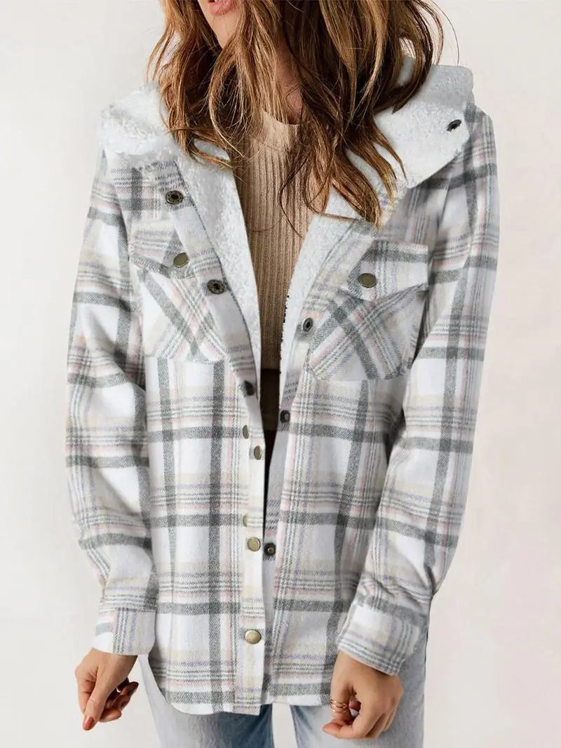 Blue Plaid Hooded Jacket