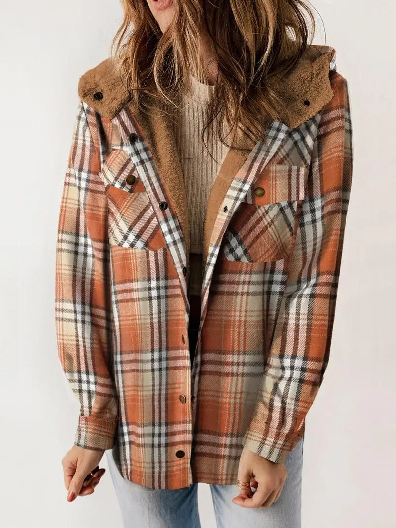 Blue Plaid Hooded Jacket
