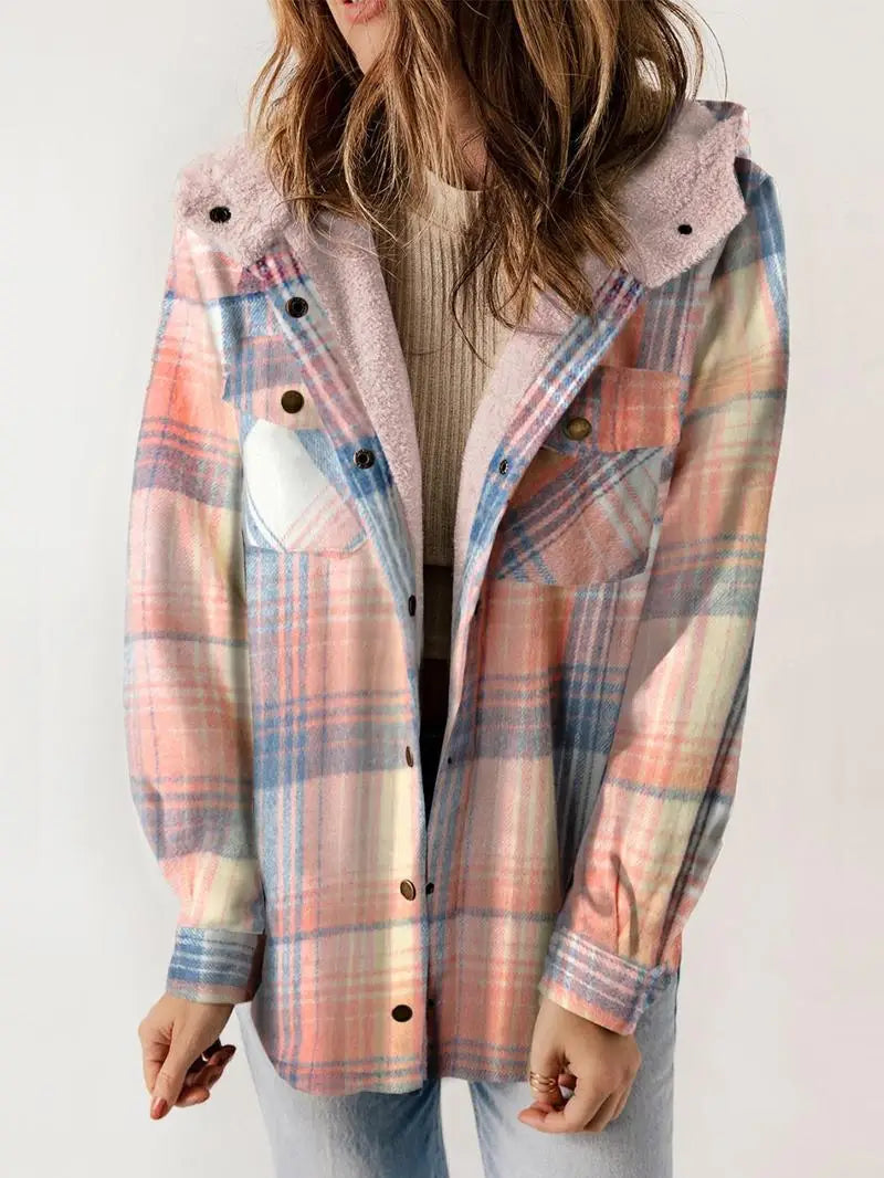 Blue Plaid Hooded Jacket