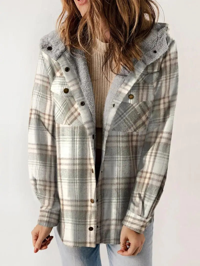 Blue Plaid Hooded Jacket