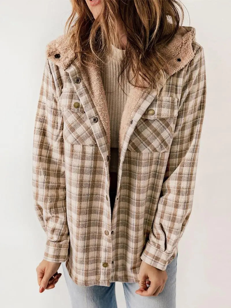 Blue Plaid Hooded Jacket
