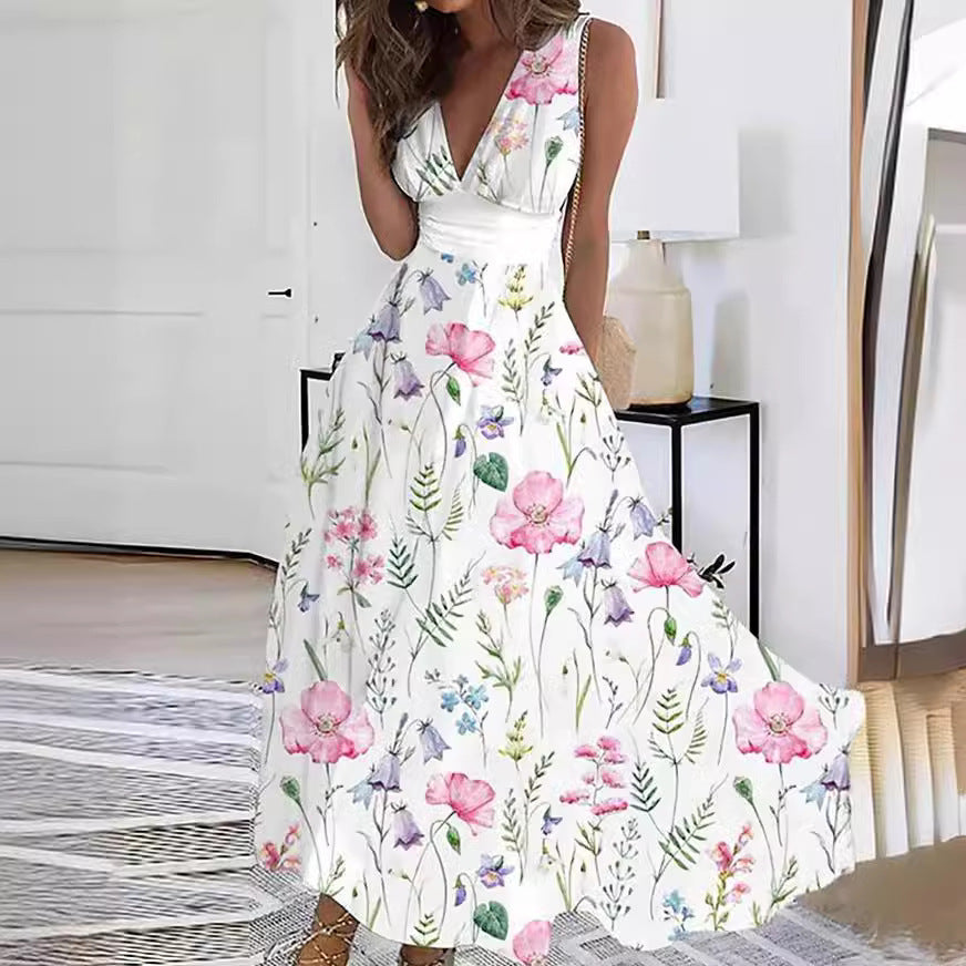 Jacqueline | Women's Sleeveless Floral A-Line Maxi Dress