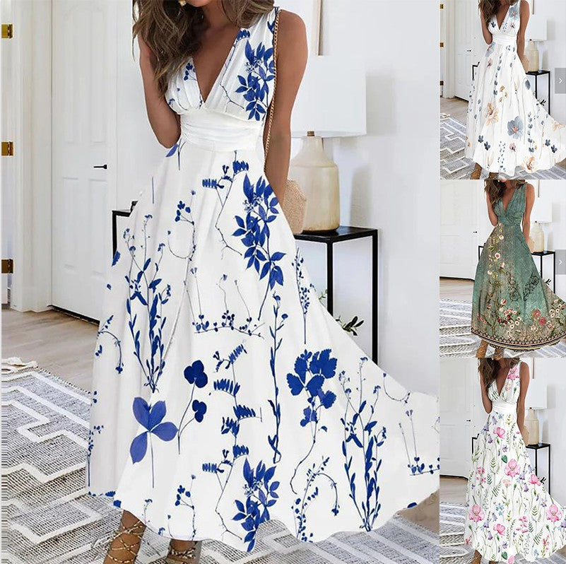 Jacqueline | Women's Sleeveless Floral A-Line Maxi Dress