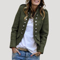 Green Military Cropped Jacket, front view