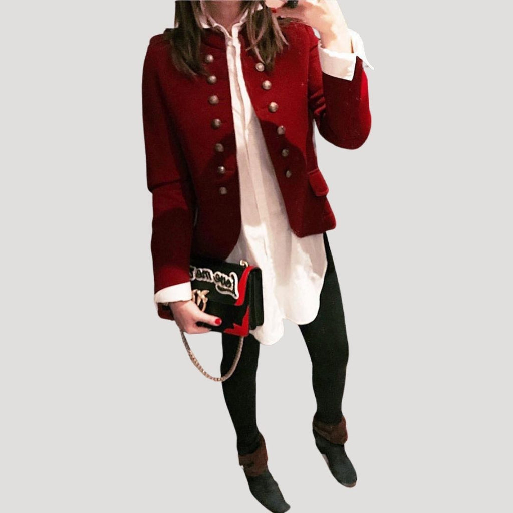 Green Military Cropped Jacket