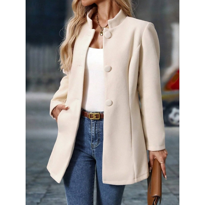 Apricot Stand-Collar Coat