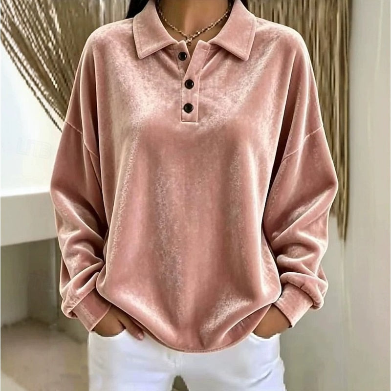 Pink Relaxed Collared Sweater