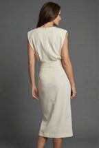 Shift Work Sleeveless Button Detail Midi Dress
