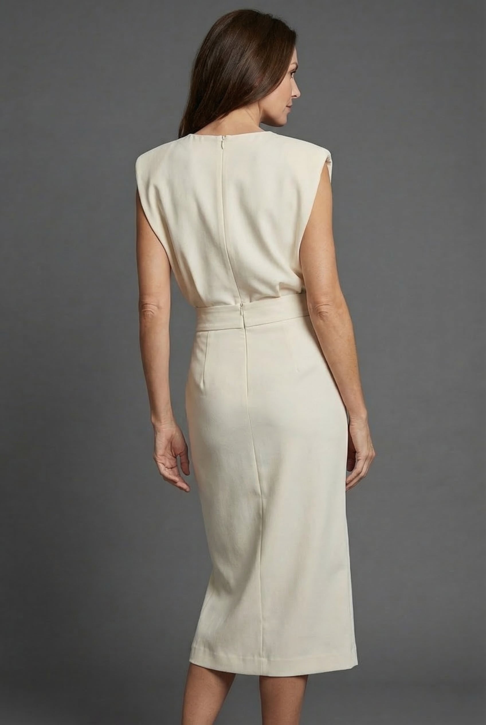 Shift Work Sleeveless Button Detail Midi Dress