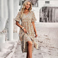 Lauren | Women's V-Neck Ruffle Sleeve Midi Dress