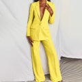 Yellow Button-Front Blazer Co-ord Set, front view