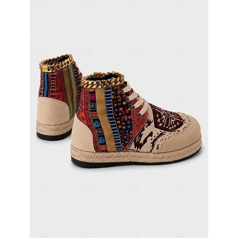 Red boho patterned high-top Sneakers