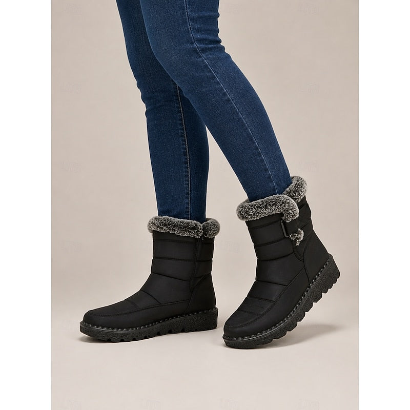 Black fur-trimmed winter snow Boots