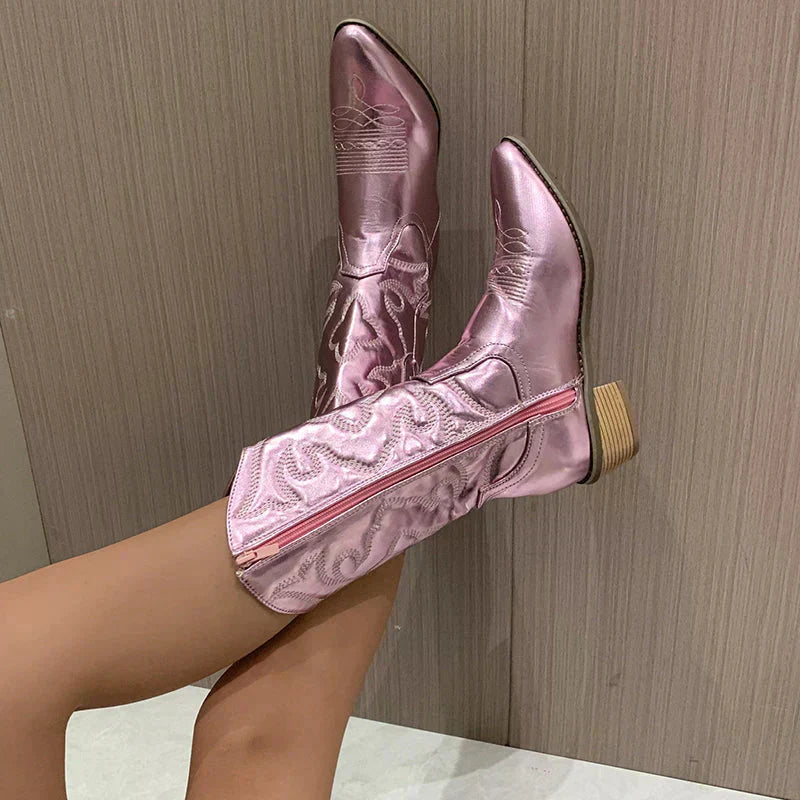 metallic western cowboy Boots, front view