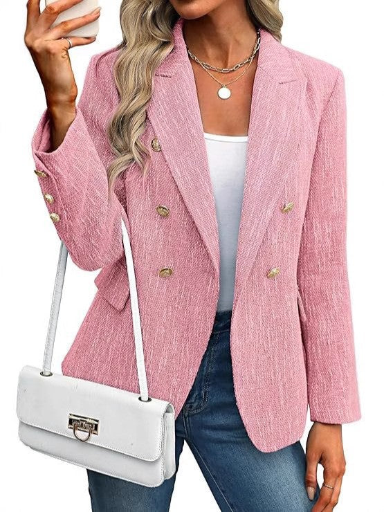 Light Pink Double-Breasted Tailored Blazer