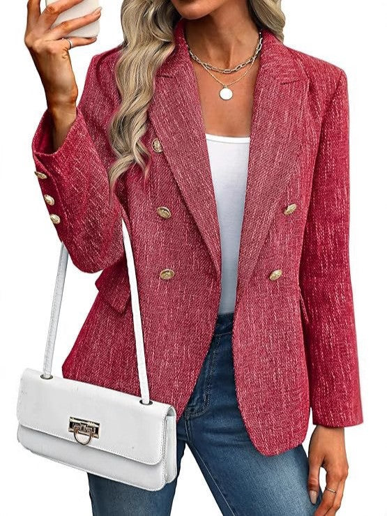 Red Double-Breasted Tailored Blazer