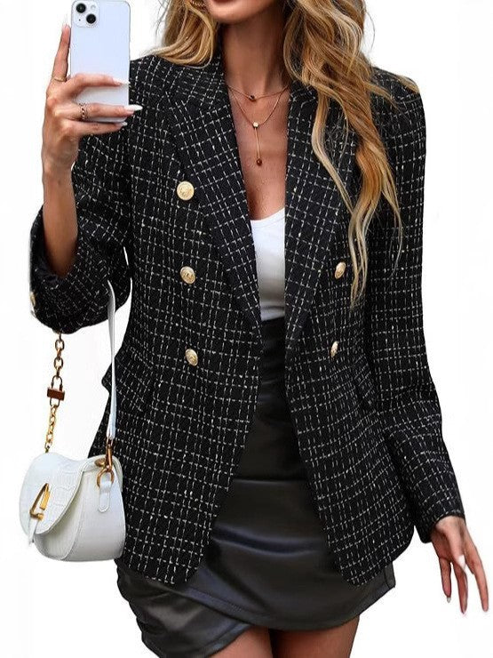 Black Double-Breasted Tailored Blazer