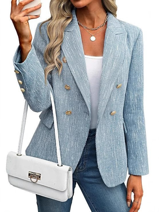 Light Blue Double-Breasted Tailored Blazer