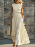 Cream Knit Maxi Dress, front view