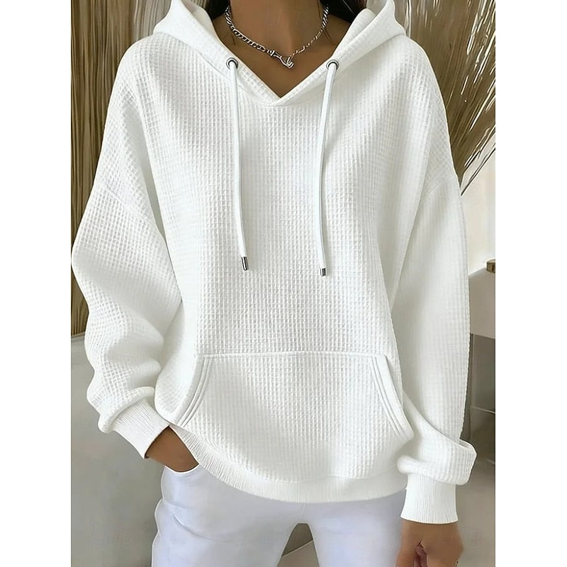 Pink Textured Drawstring Hoodie