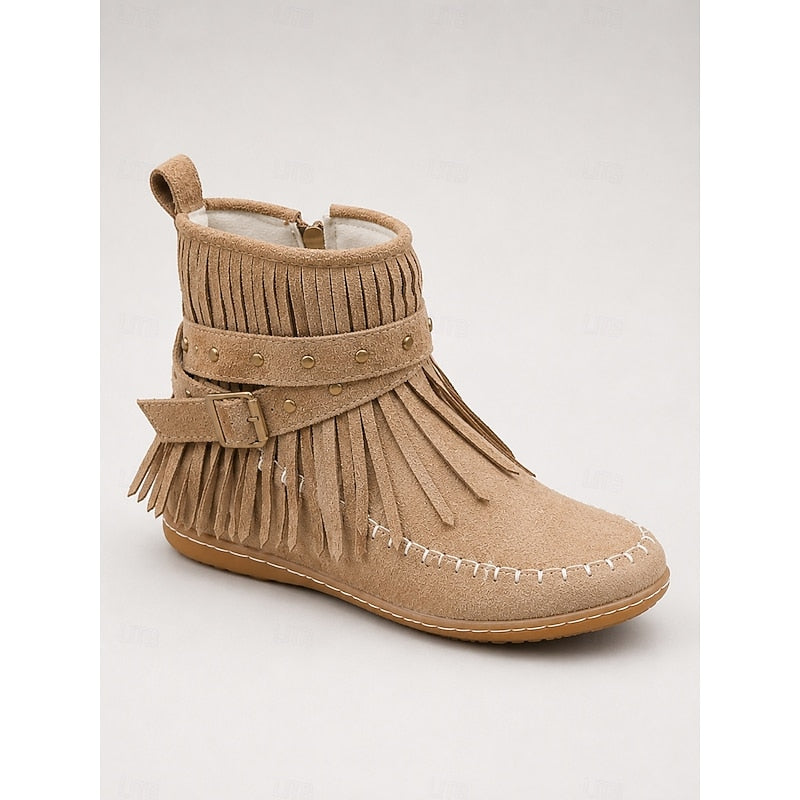Black fringe moccasin Boots