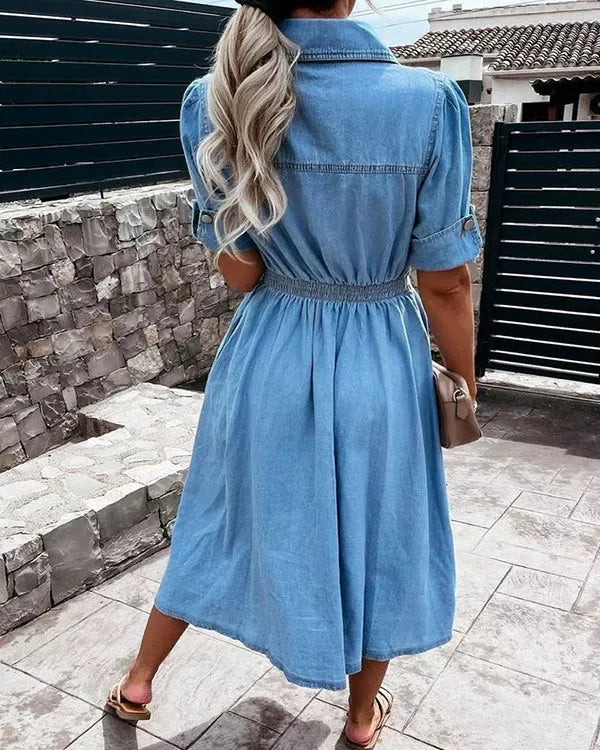 Mia | Women's Button-Down Denim Midi Dress