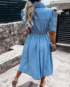 Mia | Women's Button-Down Denim Midi Dress