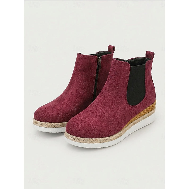 Burgundy wedge ankle Boots